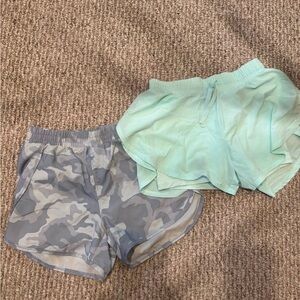 Gray Camo Running Shorts + Mint Layered Athletic Shorts